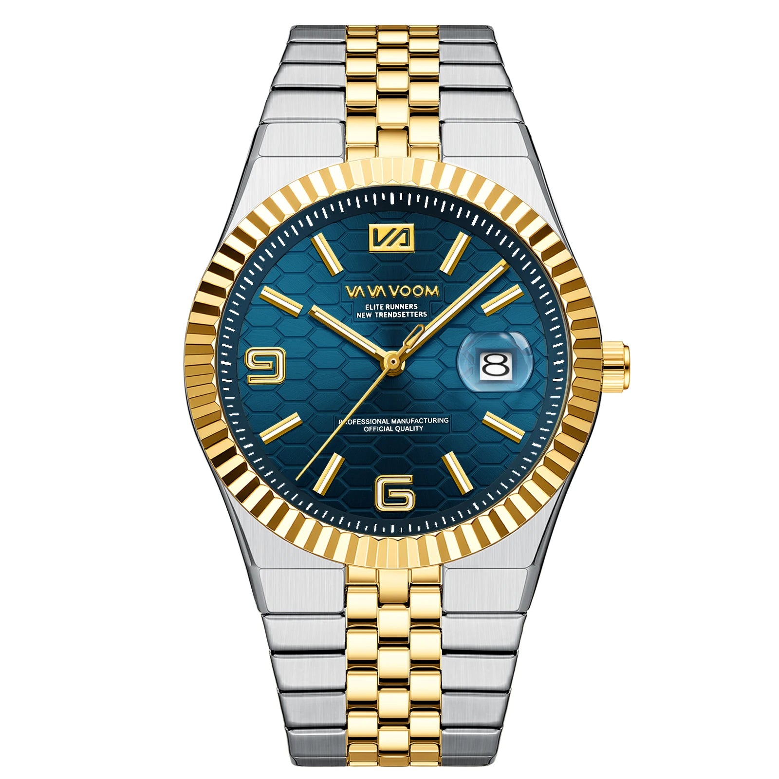 2025 New Men Watches Gorgeous Blue Gold 40mm Classic Clock Stainless Steel Diving Series Waterdrop Calendar Quartz Watch for Men